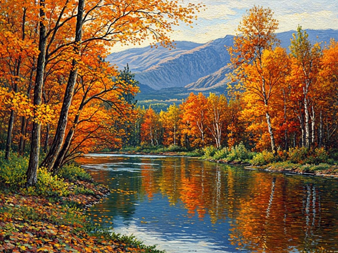 Осенний пейзаж с золотыми деревьями