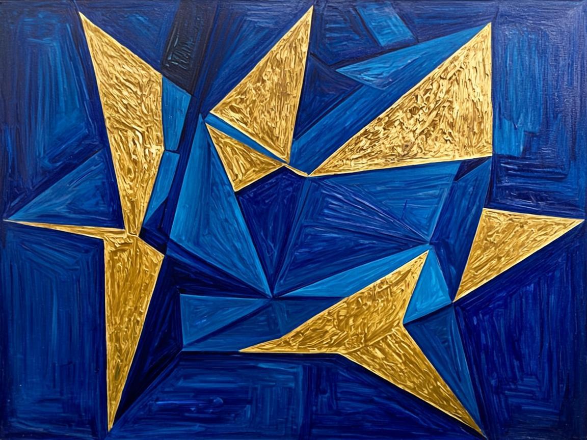 Абстракция в синих и золотых тонах